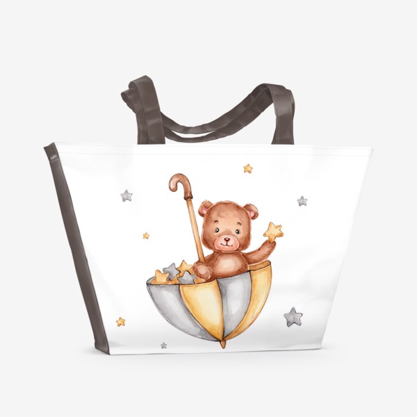 Пляжная сумка «Мишка в зонтике со звездами»