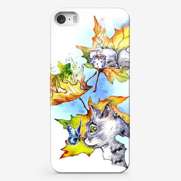 Чехол iPhone «осень листья коты»
