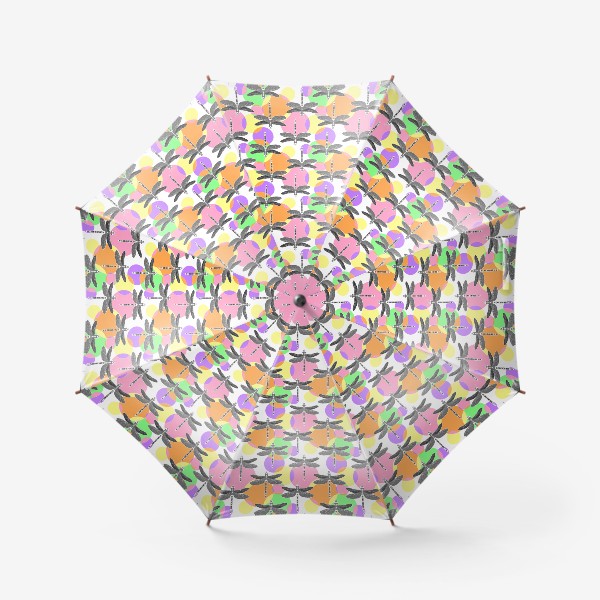 Зонт «стрекозы на ярком разноцветном фоне»