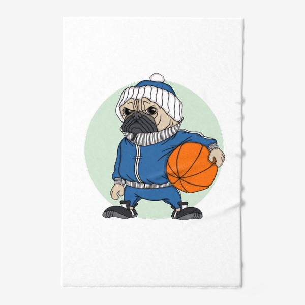 Полотенце «Мопс-спортсмен с мячом (серия для любителей собак)»