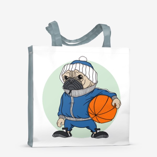 Сумка-шоппер «Мопс-спортсмен с мячом (серия для любителей собак)»