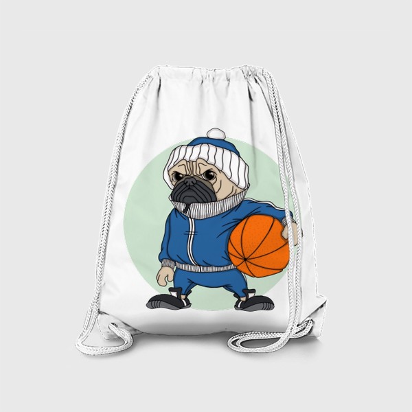 Рюкзак «Мопс-спортсмен с мячом (серия для любителей собак)»
