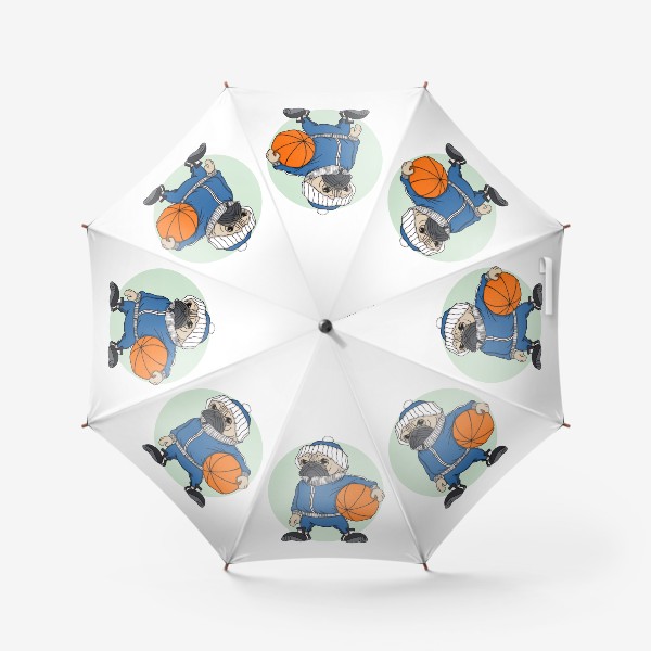 Зонт «Мопс-спортсмен с мячом (серия для любителей собак)»