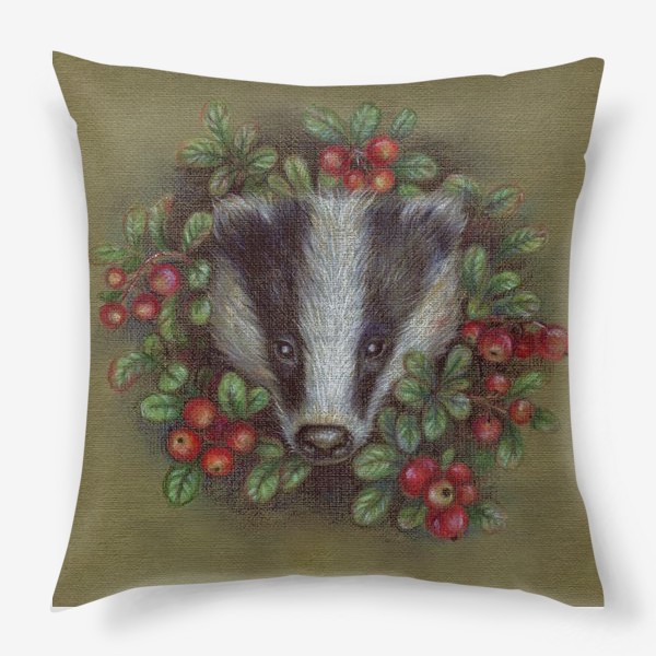 Подушка «Брусничный Барсук. lingonberry Badger»