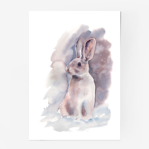 Холст «Акварельный рисунок Кролик зимой. Символ 2023 года», купить в  интернет-магазине в Москве, автор: Светлана Загарина, цена: 2900 рублей,  56232.162411.1729438.6305734