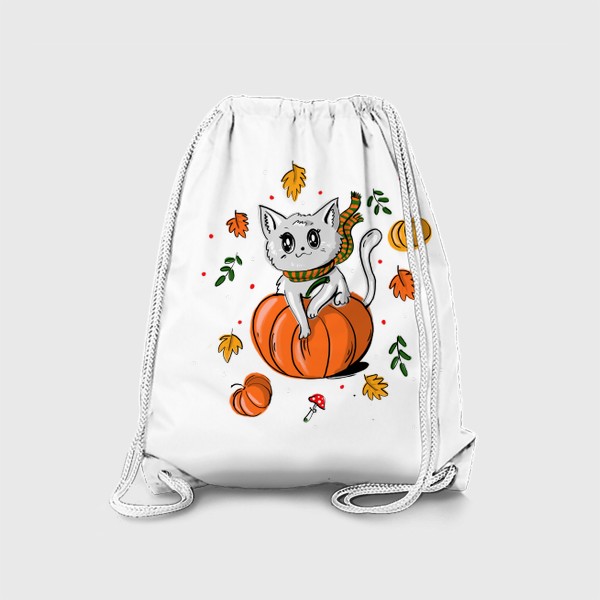 Рюкзак «Котик, тыквы и хэллоуин»