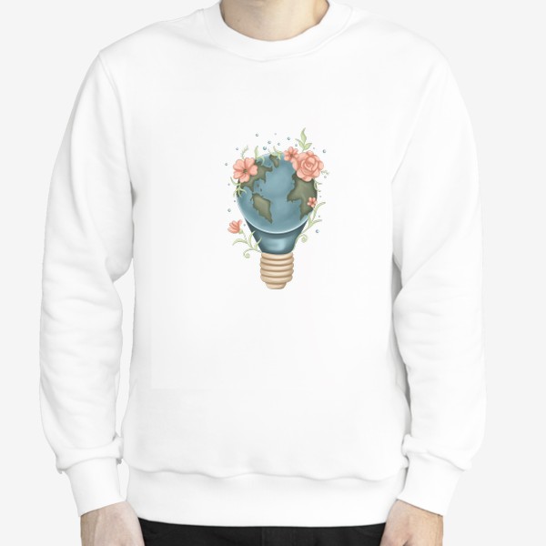 Свитшот «Земной шар, планета, мир, лампочка, цветы.»