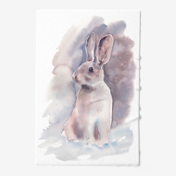 Полотенце «Акварельный рисунок Кролик зимой. Символ 2023 года»