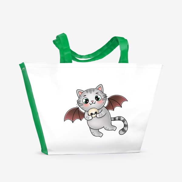 Пляжная сумка «Котик летучая мышь (Хэллоуин)»