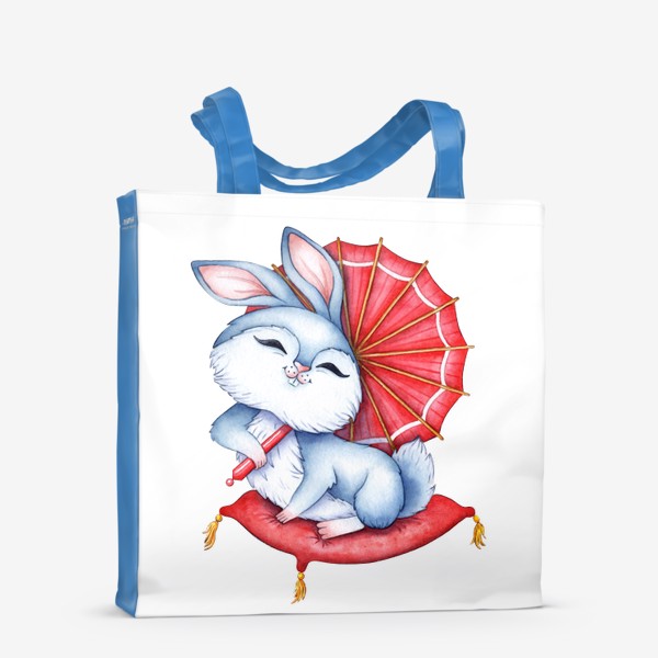 Сумка-шоппер «Кролик на подушечке с зонтиком / Милый зайчик »