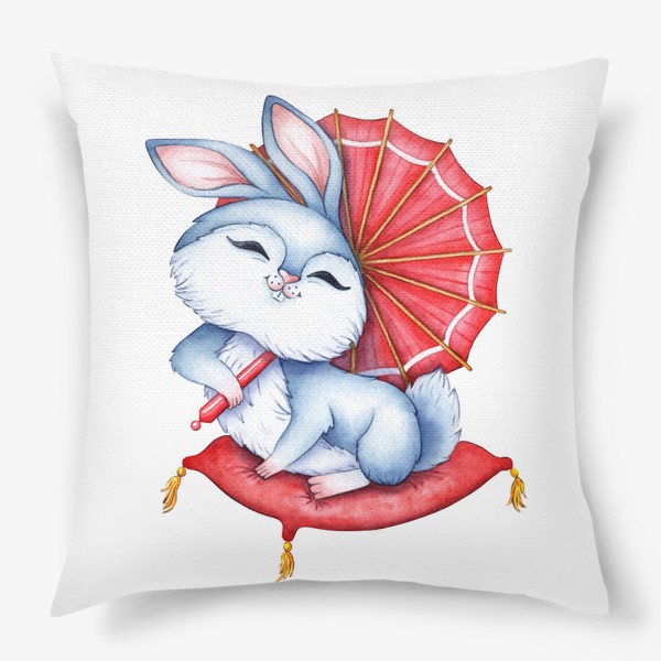 Подушка &laquo;Кролик на подушечке с зонтиком / Милый зайчик &raquo;