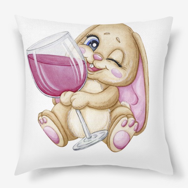 Подушка «кролик с бокалом»