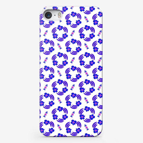 Чехол iPhone «Треугольники и цветочный орнамент. »