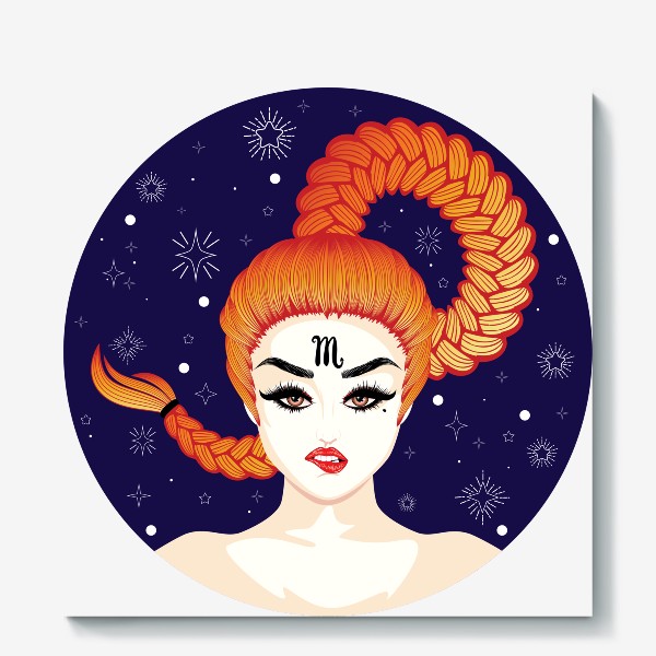 Холст «Девушка с косой знак зодиака Скорпион»
