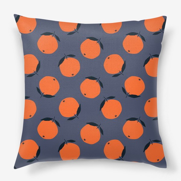 Подушка «Сочные апельсины на темно-синем»
