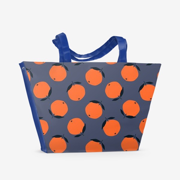 Пляжная сумка «Сочные апельсины на темно-синем»