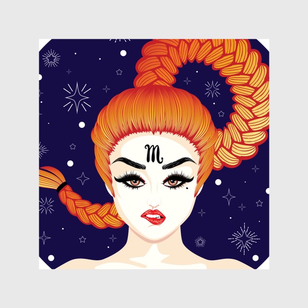 Шторы «Девушка с косой знак зодиака Скорпион»