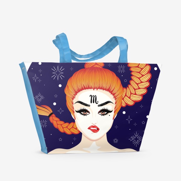 Пляжная сумка «Девушка с косой знак зодиака Скорпион»