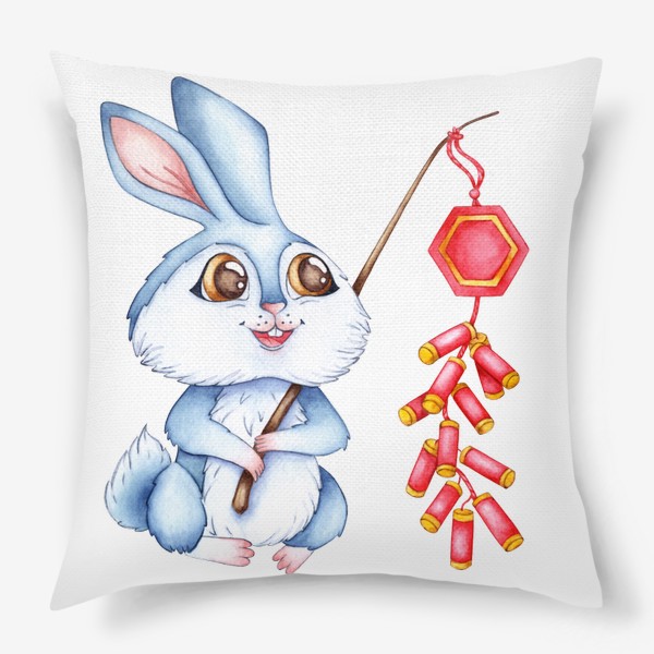 Подушка «Кролик с китайскими хлопушками  / Милый зайчик »