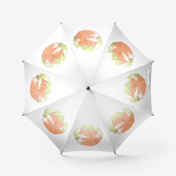 Зонт «Спящий лисенок в ромашках (детская серия с лесными животными), постер в детскую»
