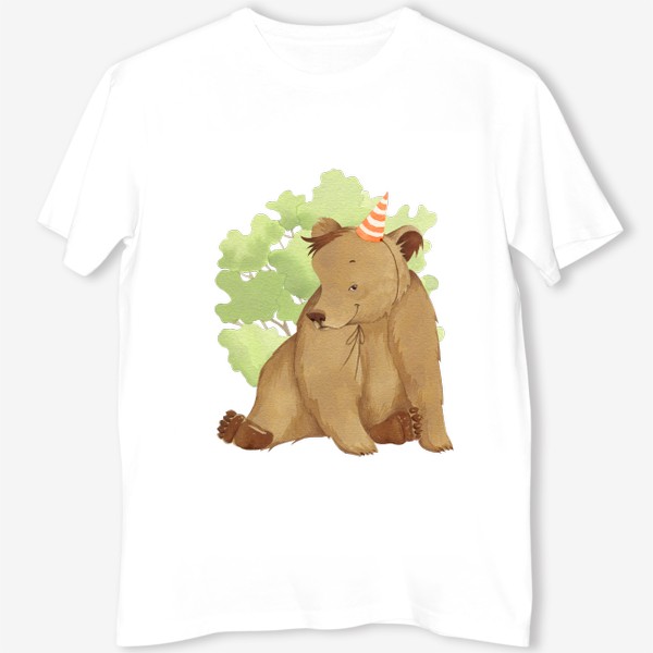 Футболка «Медвежонок в колпаке (детская серия с лесными животными), постер в детскую»
