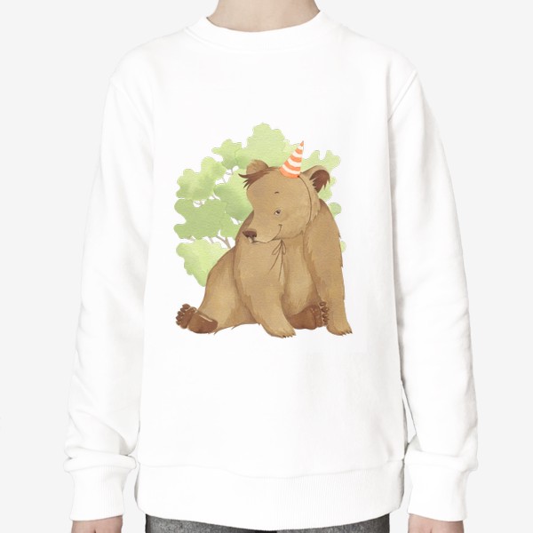 Свитшот «Медвежонок в колпаке (детская серия с лесными животными), постер в детскую»