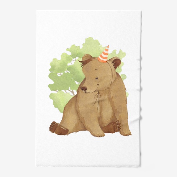 Полотенце «Медвежонок в колпаке (детская серия с лесными животными), постер в детскую»