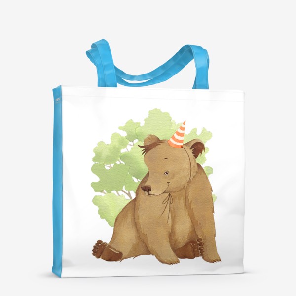 Сумка-шоппер «Медвежонок в колпаке (детская серия с лесными животными), постер в детскую»