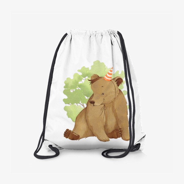 Рюкзак «Медвежонок в колпаке (детская серия с лесными животными), постер в детскую»