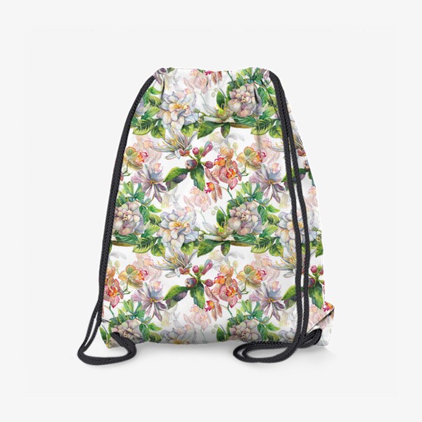 Рюкзак «Тропические цветы. Акварельный паттерн»