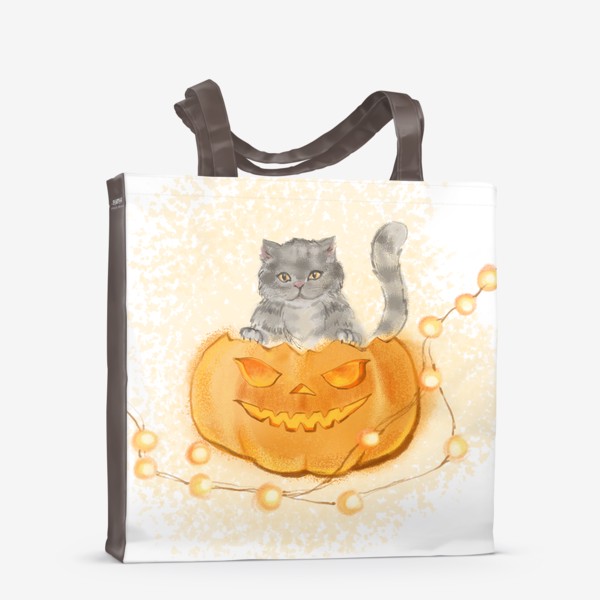 Сумка-шоппер «Рисунок кот в тыкве. Хеллуин.»