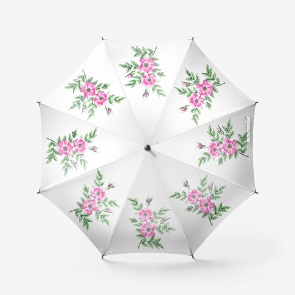 Зонт «Ветка шиповника с цветами »