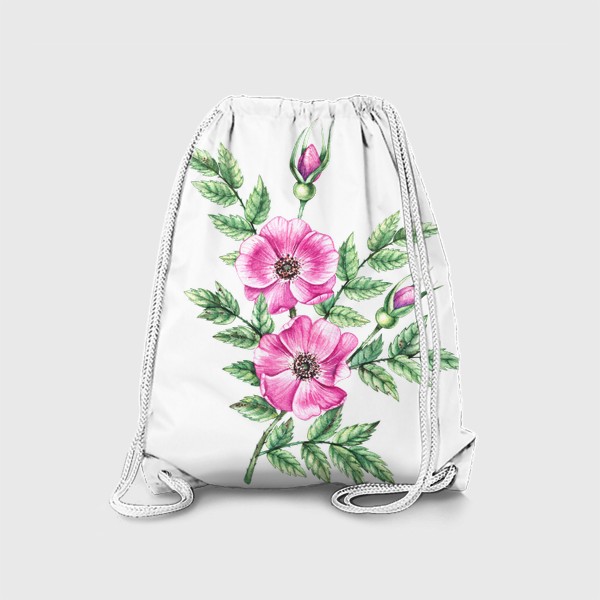 Рюкзак «Ветка шиповника с цветами »