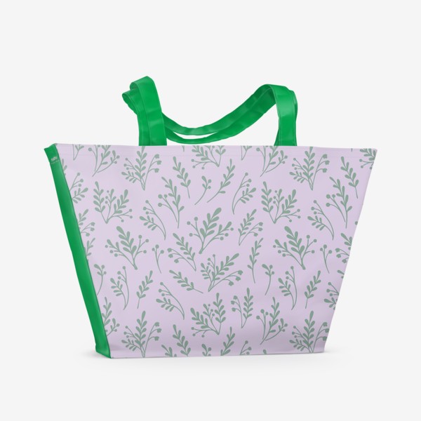 Пляжная сумка «Нежный принт с узором из трав»