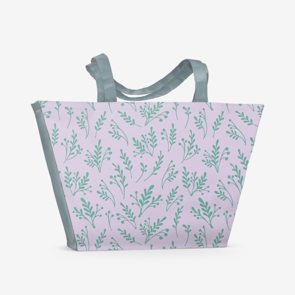 Пляжная сумка &laquo;Нежный паттерн с силуэтами растений&raquo;