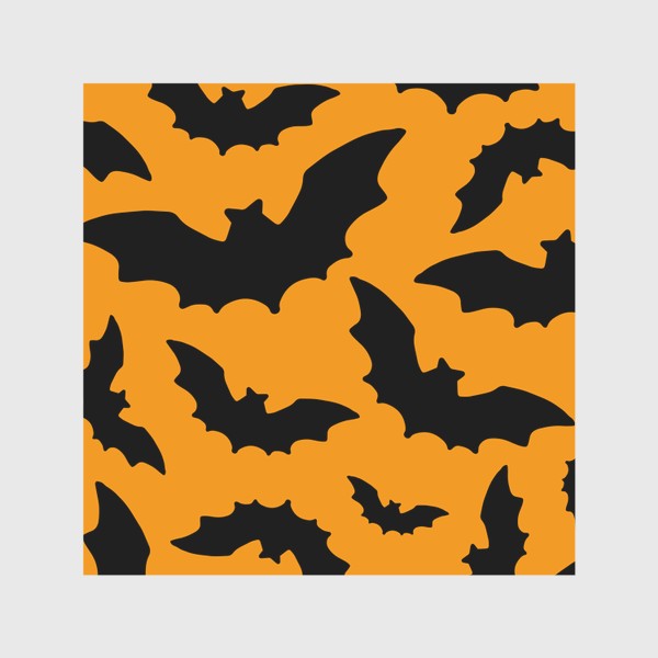 Скатерть «паттерн из летучих мышей, черные силуэты на оранжевом для хэллоуина»