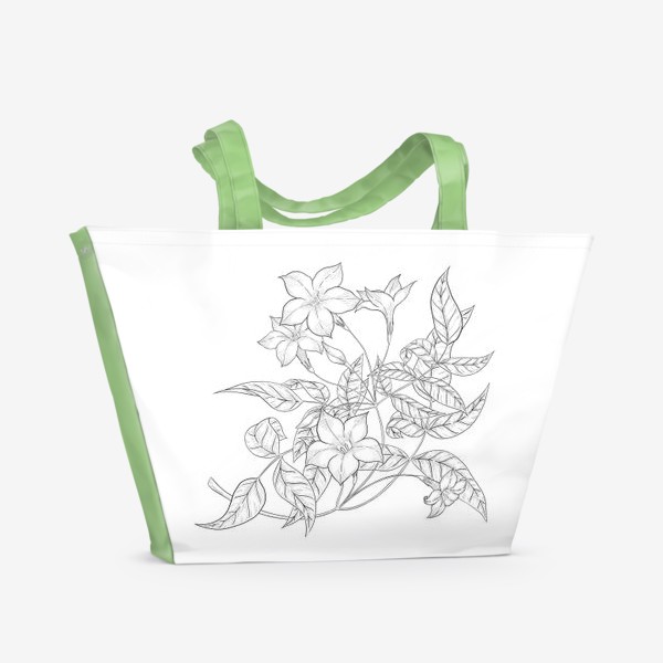 Пляжная сумка «Цветок жасмина. Графика»