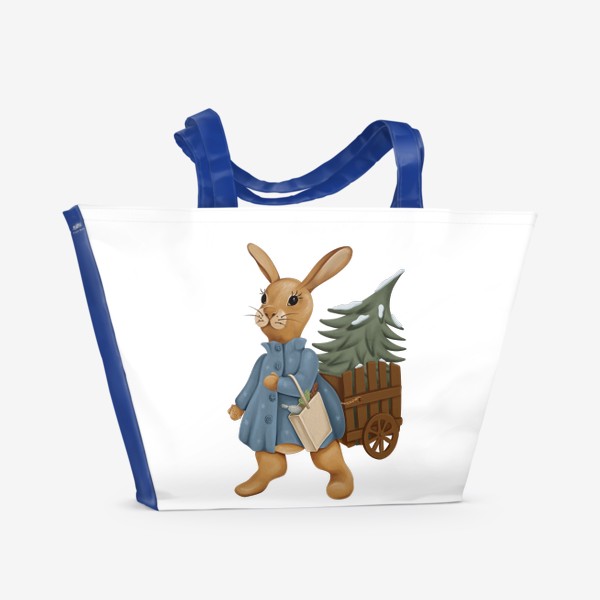 Пляжная сумка «Кролик готовится к Новому Году 2023»