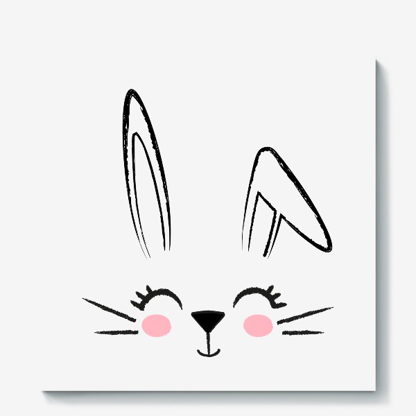Холст «Заяц 2023, контурный рисунок кролика»