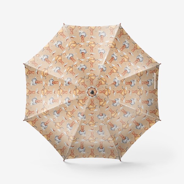 Зонт «Паттерн мишки в космосе на бежевом фоне»
