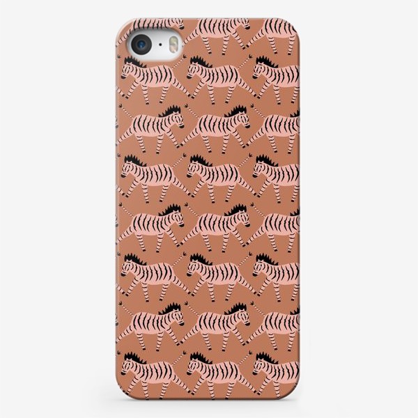 Чехол iPhone «Зебры на коричневом»