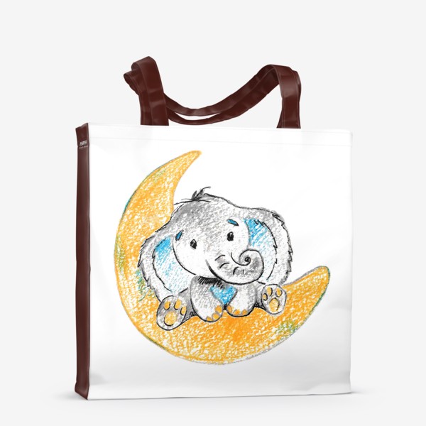 Сумка-шоппер «Милый слон на луне»