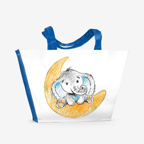 Пляжная сумка «Милый слон на луне»