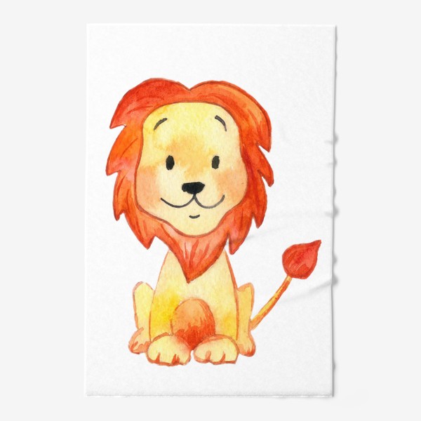 Полотенце «Улыбающийся лев. Акварельный рисунок»