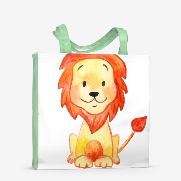 Сумка-шоппер «Улыбающийся лев. Акварельный рисунок»