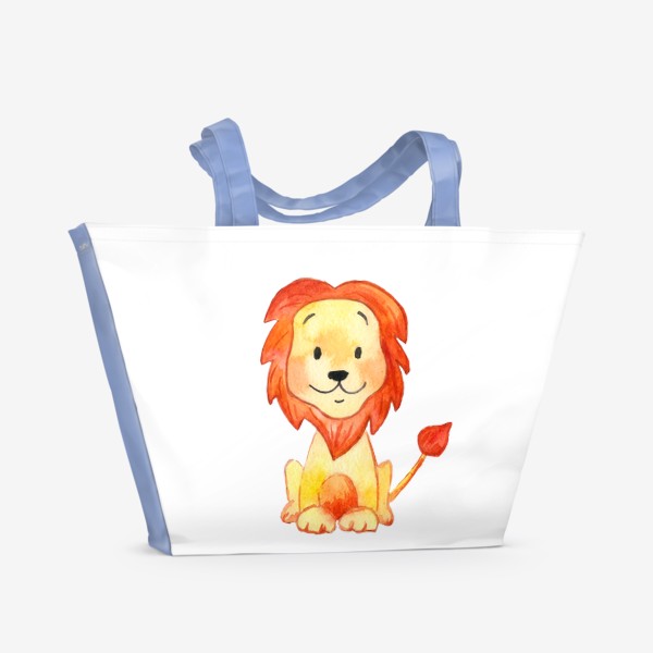 Пляжная сумка «Улыбающийся лев. Акварельный рисунок»
