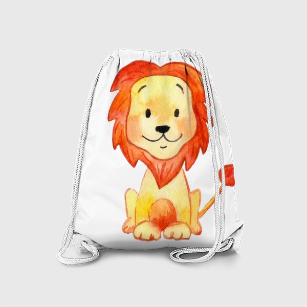 Рюкзак «Улыбающийся лев. Акварельный рисунок»