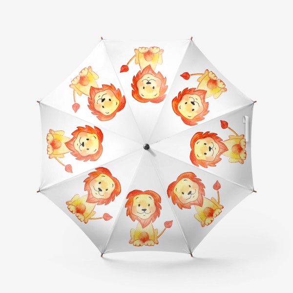 Зонт «Улыбающийся лев. Акварельный рисунок»