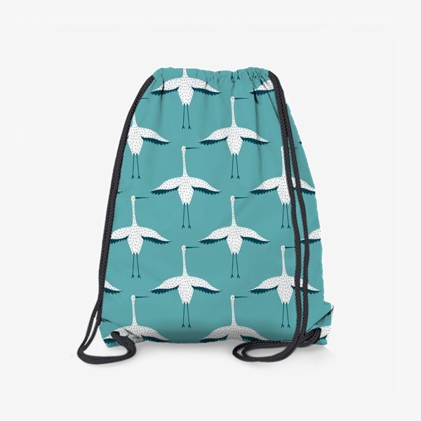 Рюкзак «Милые птички аисты на бирюзовом»