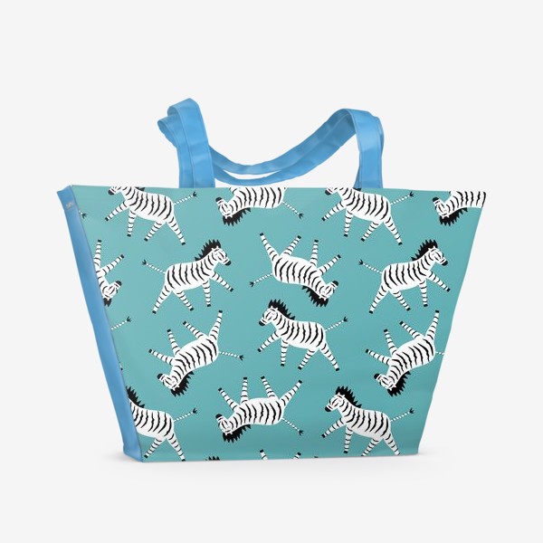 Пляжная сумка «Зебры на бирюзовом»